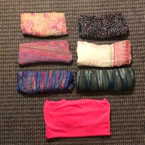 7 total scarves...1 pink Steve Madden scarf